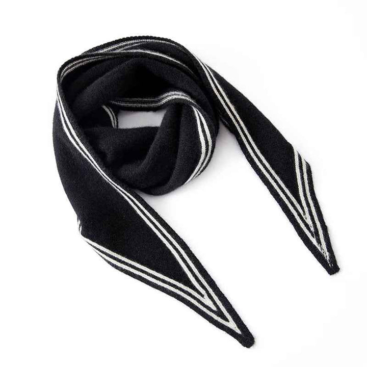 Striped Contrast Trim Drapey Scarf Black One Size