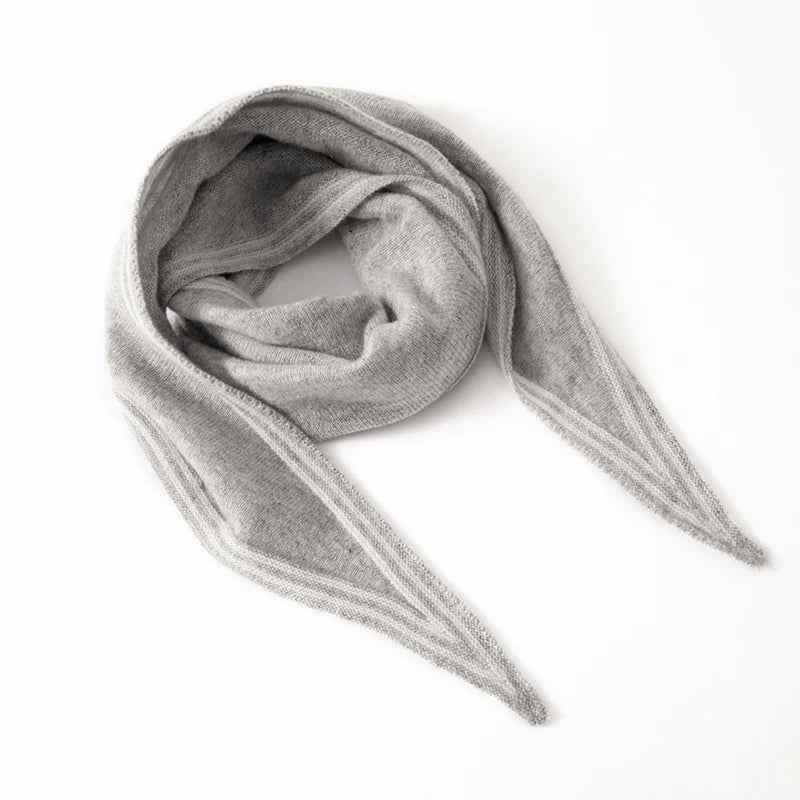 Striped Contrast Trim Drapey Scarf Gray One Size