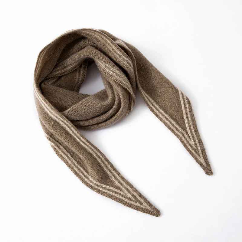 Striped Contrast Trim Drapey Scarf Brown One Size