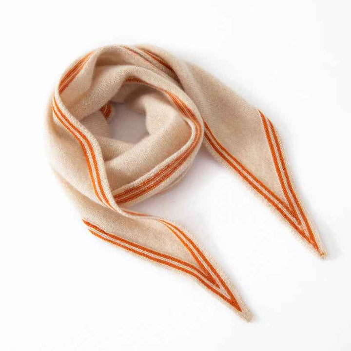 Striped Contrast Trim Drapey Scarf Beige One Size