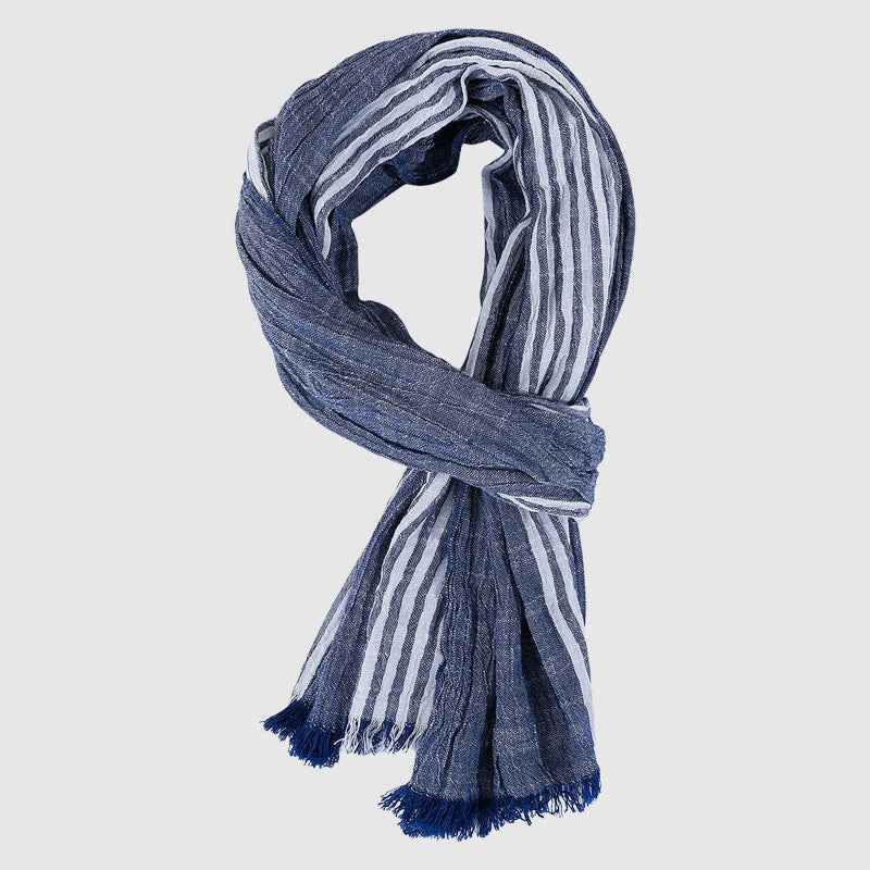 Striped Fringe Draped Scarf Blue One size