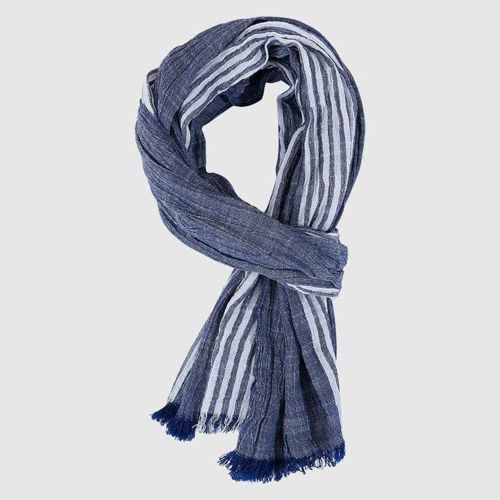 Striped Fringe Draped Scarf Blue One size