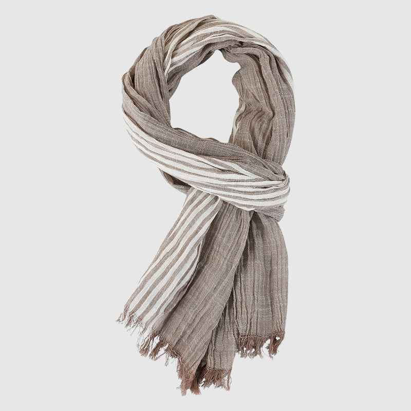 Striped Fringe Draped Scarf Khaki One size