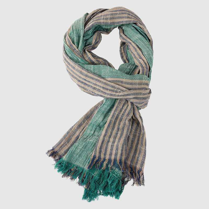 Striped Fringe Draped Scarf Green One size