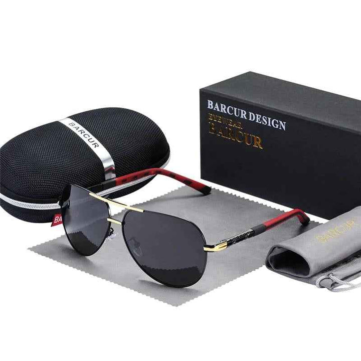 Stylish Aviator Sunglasses for Ultimate Eye Protection Black Red