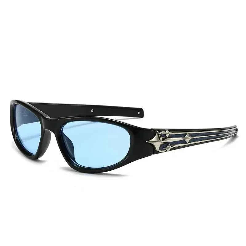 Stylish Chrome-Inspired Sunglasses Black Blue