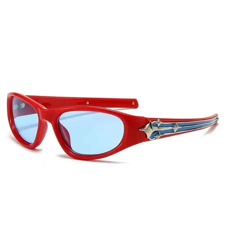 Stylish Chrome-Inspired Sunglasses Red Blue