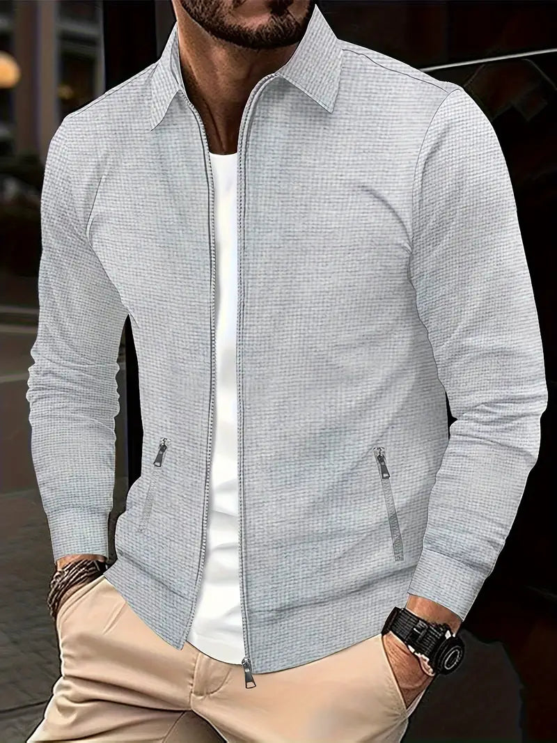Stylish Men's Zipper Shirt Light Grey