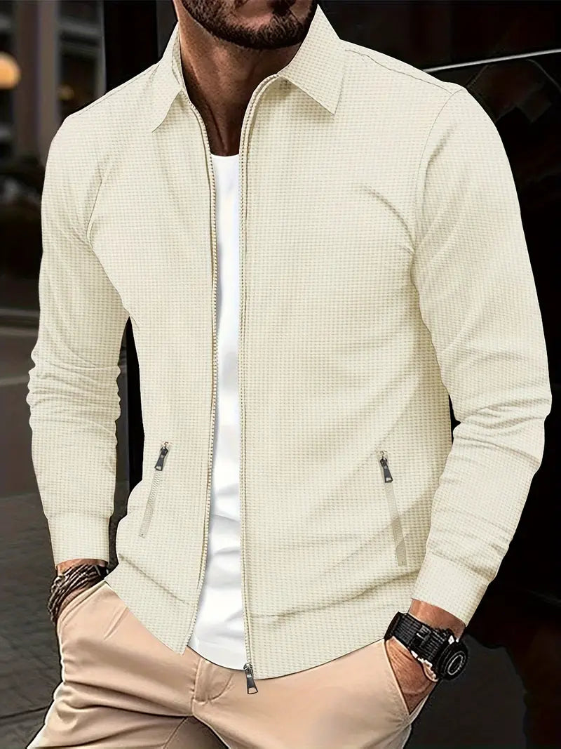 Stylish Men's Zipper Shirt Beige