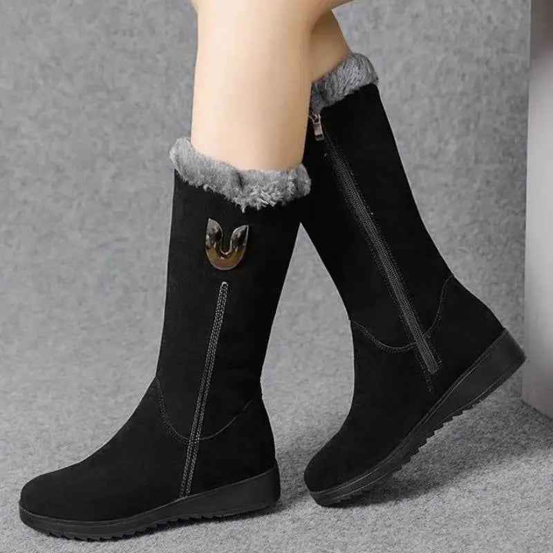 Stylish & Warm Women's Mid-Calf Suede Boots