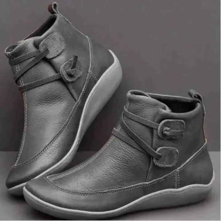 Stylish Waterproof Black Ankle Boots for Women – Functional Footwear Gray