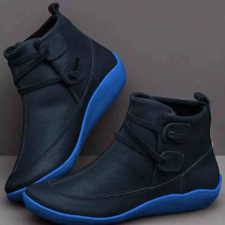 Stylish Waterproof Black Ankle Boots for Women – Functional Footwear Blue