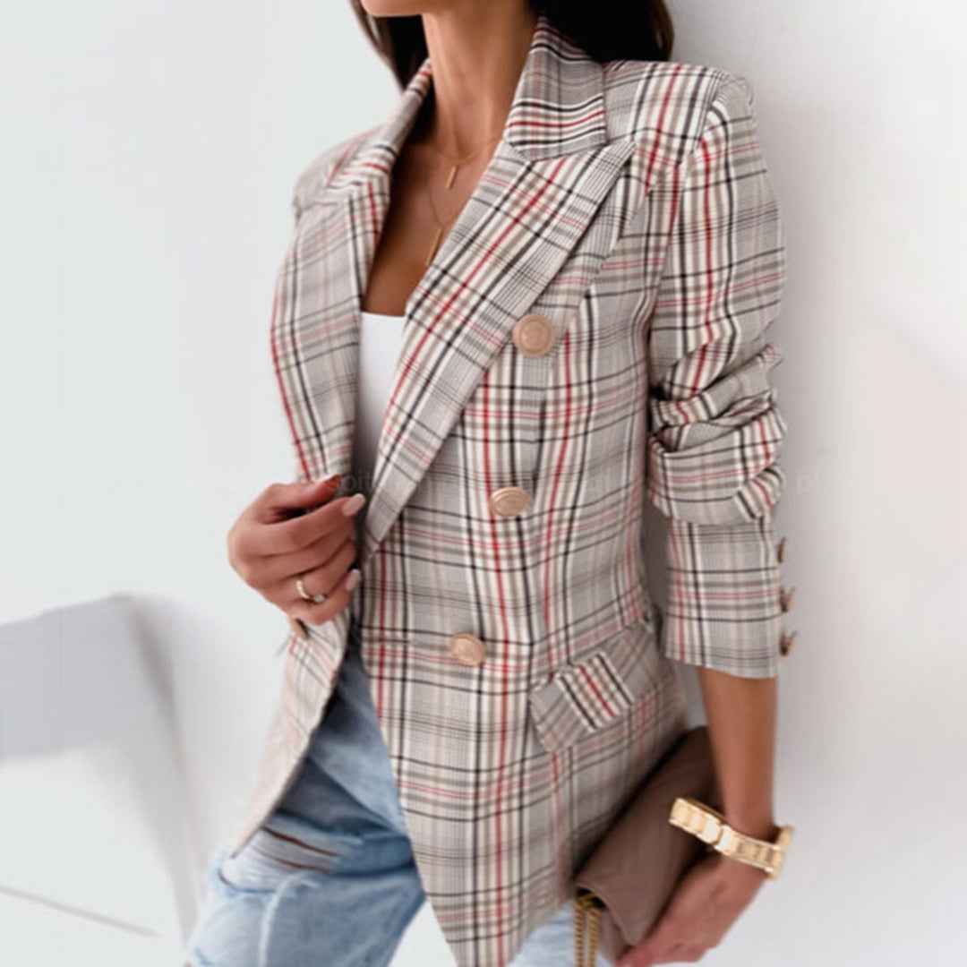 Stylish Women's Checked Blazer Jacket