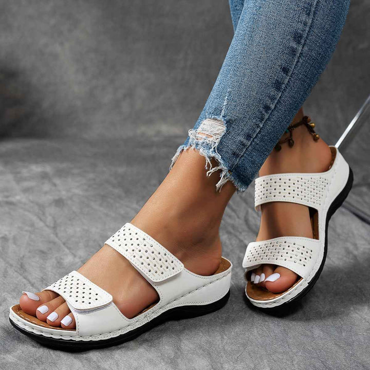 Stylish Women's Platform Sandals with Rhinestones and Comfort Sole White