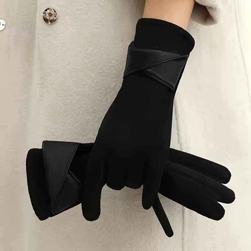 Suede Touch Winter Gloves Black