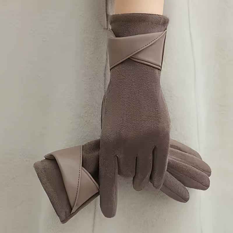 Suede Touch Winter Gloves Gray