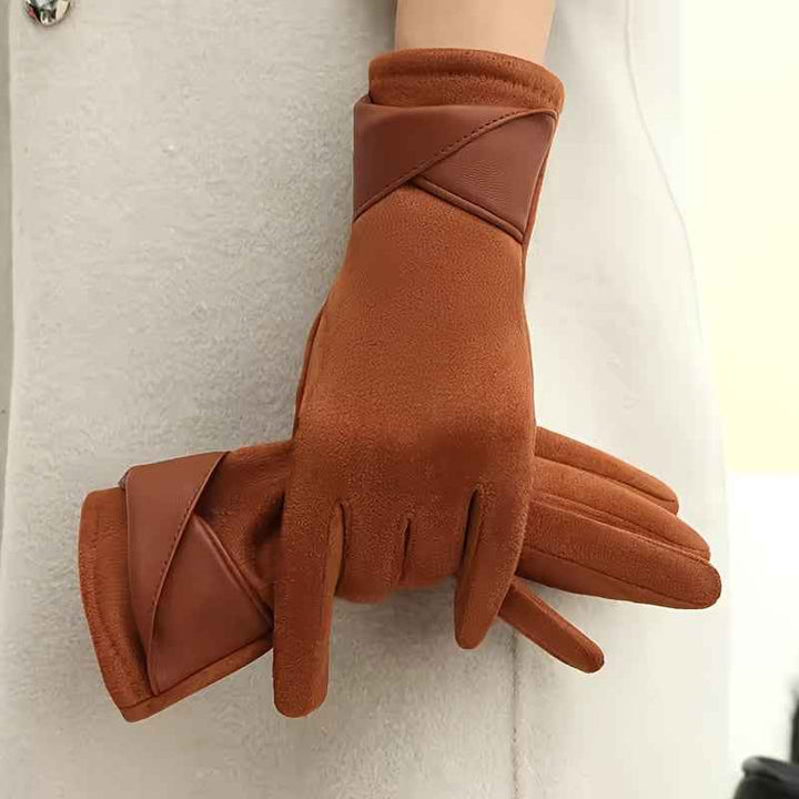 Suede Touch Winter Gloves Brown