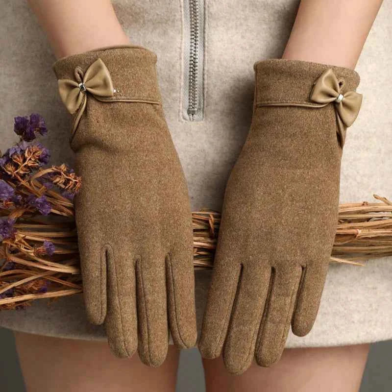 Suede Touchscreen Gloves Khaki