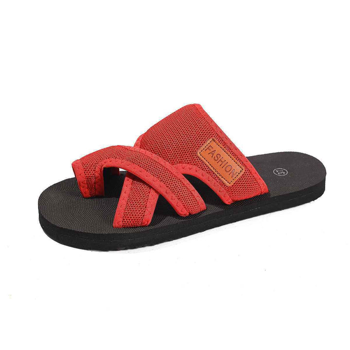 Summer New European And American Breathable Mesh Peep-toe Slippers Red