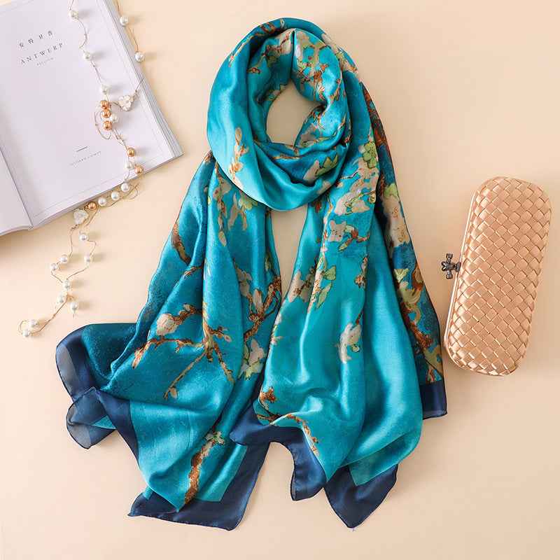 Summer Sunscreen Shawl Scarf Scarf Scarf Lake blue