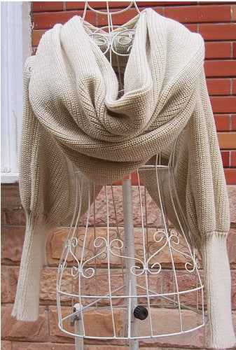 Sweater Scarf Cashmere Ladies Girl Woman Clothing Casual Wear Beige 235cm
