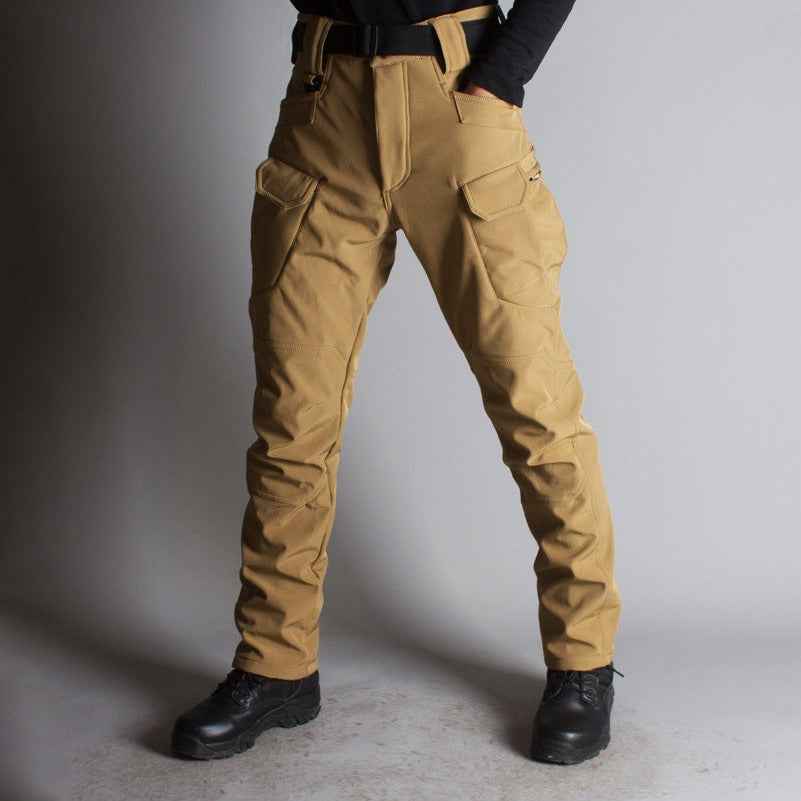Men's Tactical Pants with Multiple Pockets, Reinforced Seams, D-Ring, and Comfort Fit Desert Brown