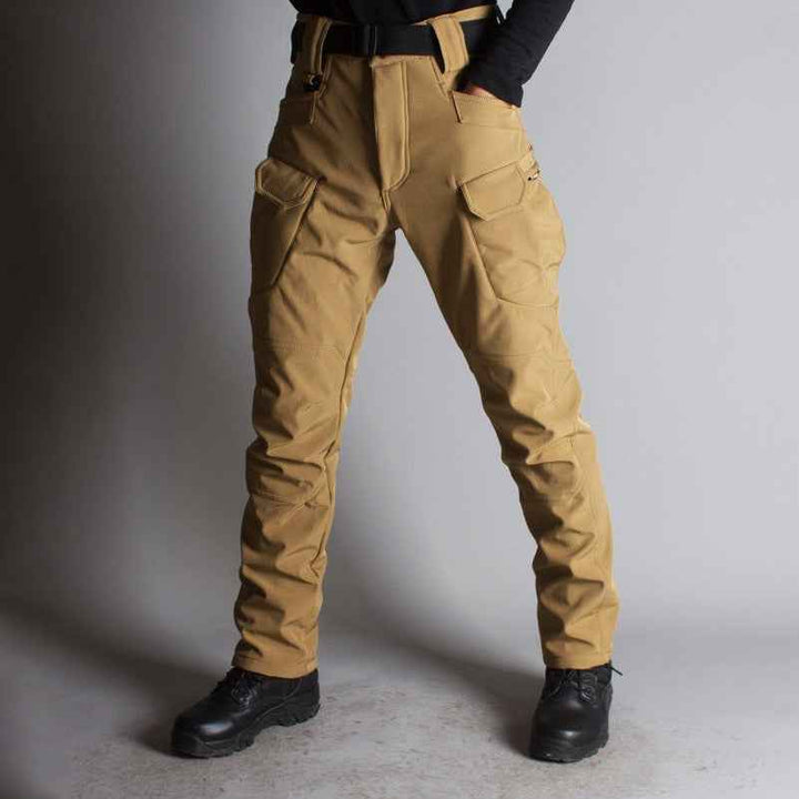 Men's Tactical Pants with Multiple Pockets, Reinforced Seams, D-Ring, and Comfort Fit Desert Brown