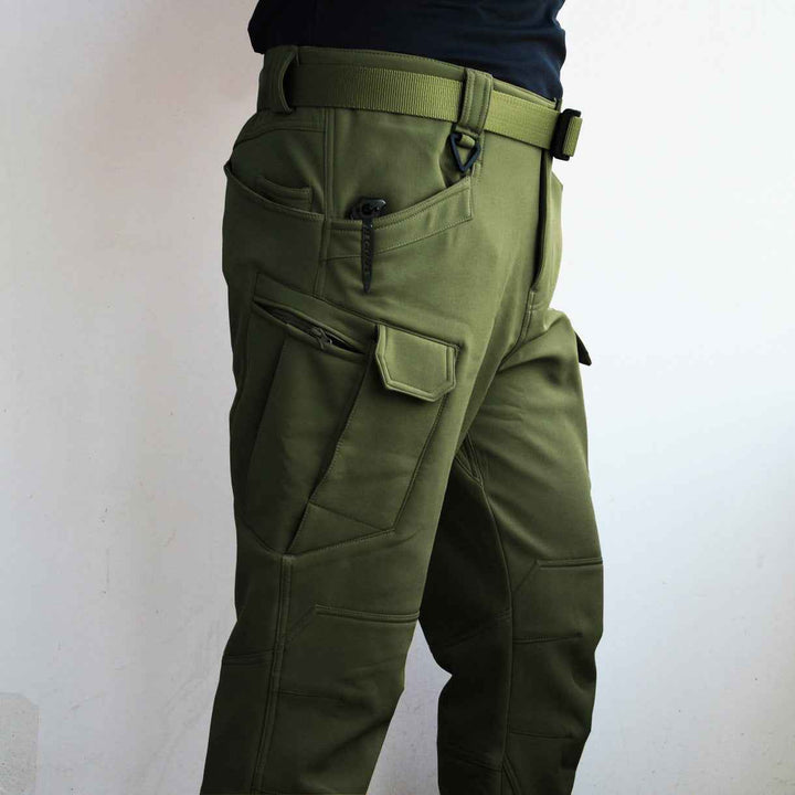 Men's Tactical Pants with Multiple Pockets, Reinforced Seams, D-Ring, and Comfort Fit Army Green