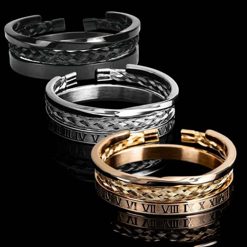 Open Design Cuff Bracelet Set | Polished Finish - 3 Pieces Set of 3