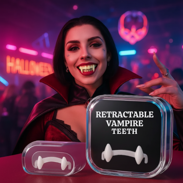 Halloween's Retractable Spring Fangs with Moldable Splint for Costumes