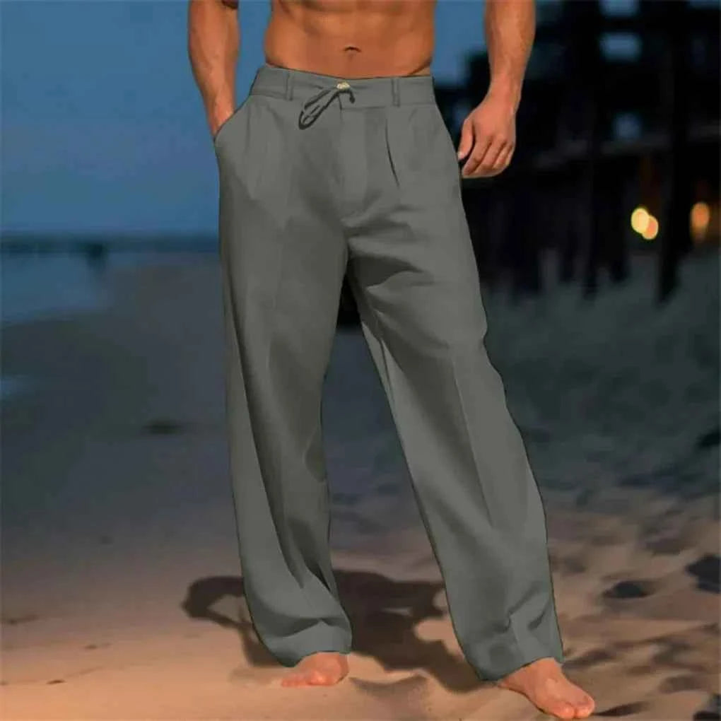 Men's Stylish Summer Linen Pants Gray
