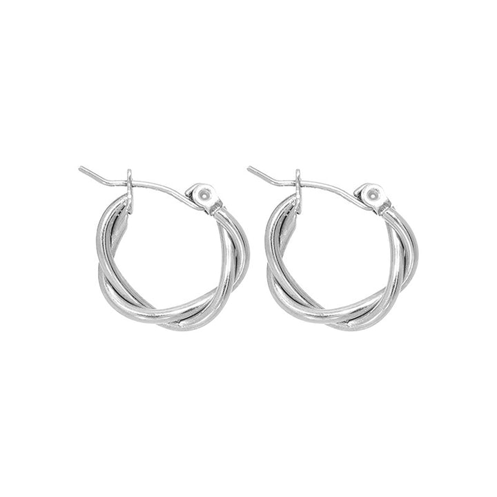 Tasja | Women's Elegant Twisted Mini Hoop Earrings Silver