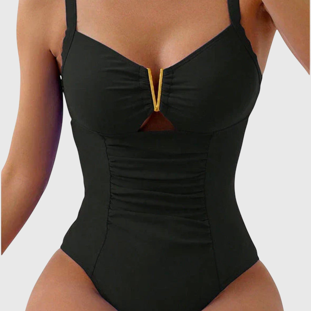 Tailored Fit V-Neck Swimsuit - Stylish, Comfortable Summer Wear Black