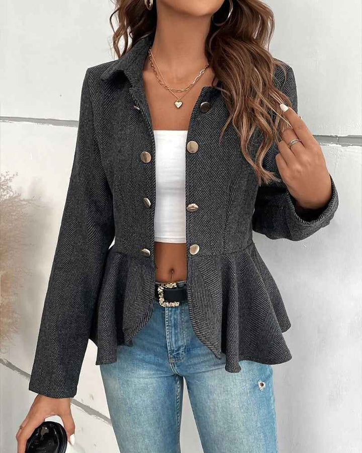 Tailored Peplum Blazer - Elegant Women's Work Jacket Black