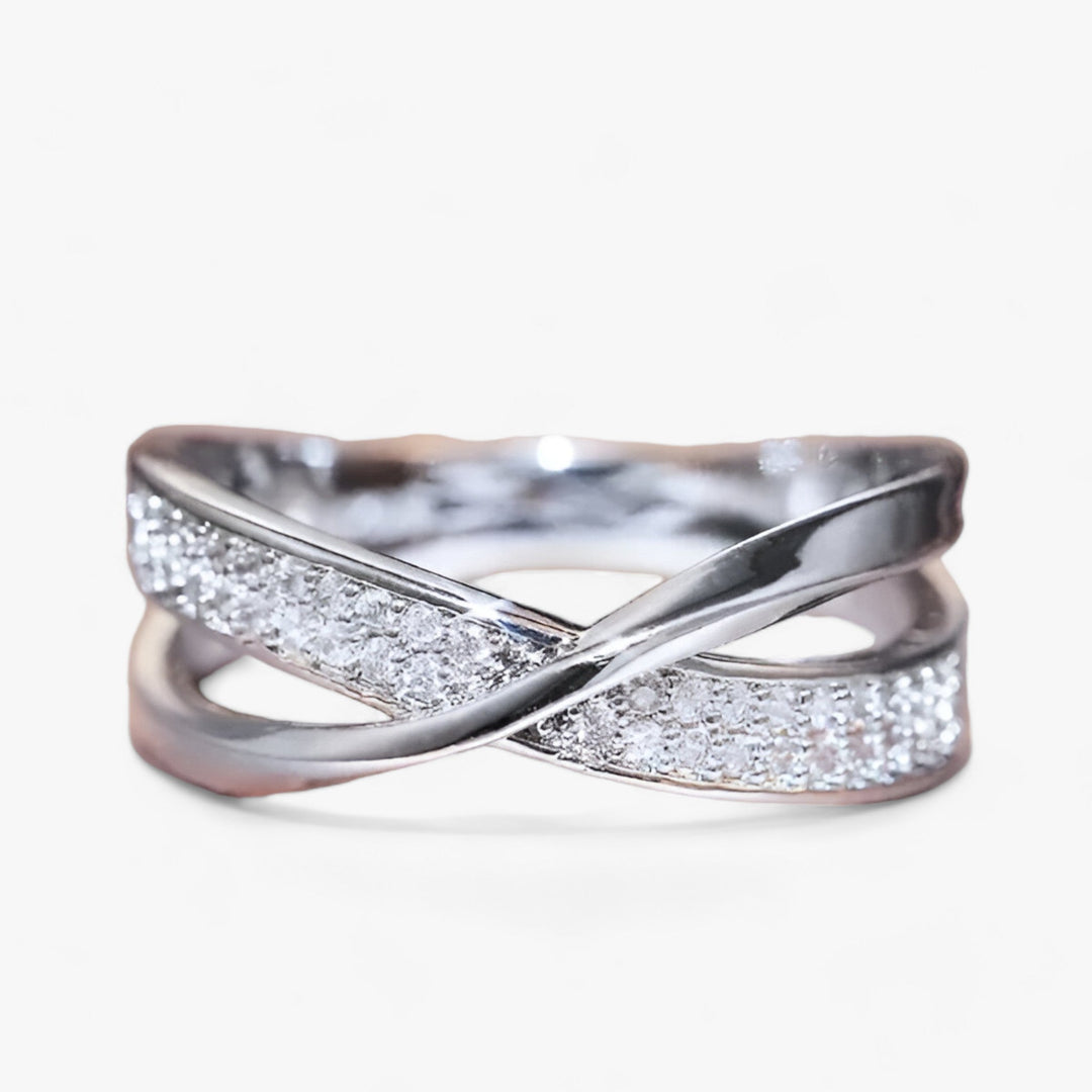 Tessa | Women's X-Shaped Cross Ring - Sparkling Zirconia, Gold/Silver