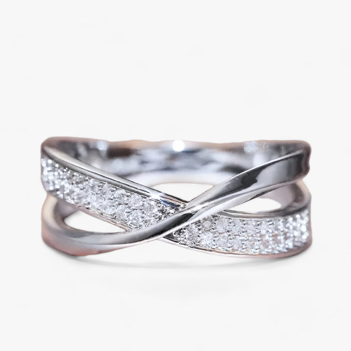 Tessa | Women's X-Shaped Cross Ring - Sparkling Zirconia, Gold/Silver