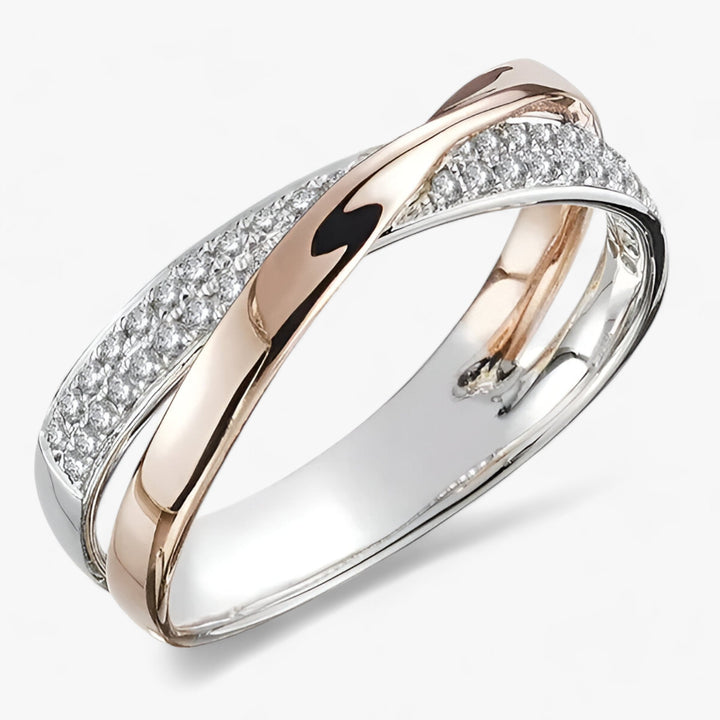 Tessa | Women's X-Shaped Cross Ring - Sparkling Zirconia, Gold/Silver Two Colors
