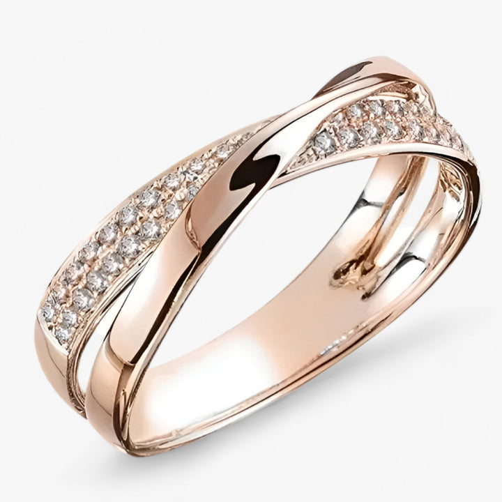 Tessa | Women's X-Shaped Cross Ring - Sparkling Zirconia, Gold/Silver Rose Gold