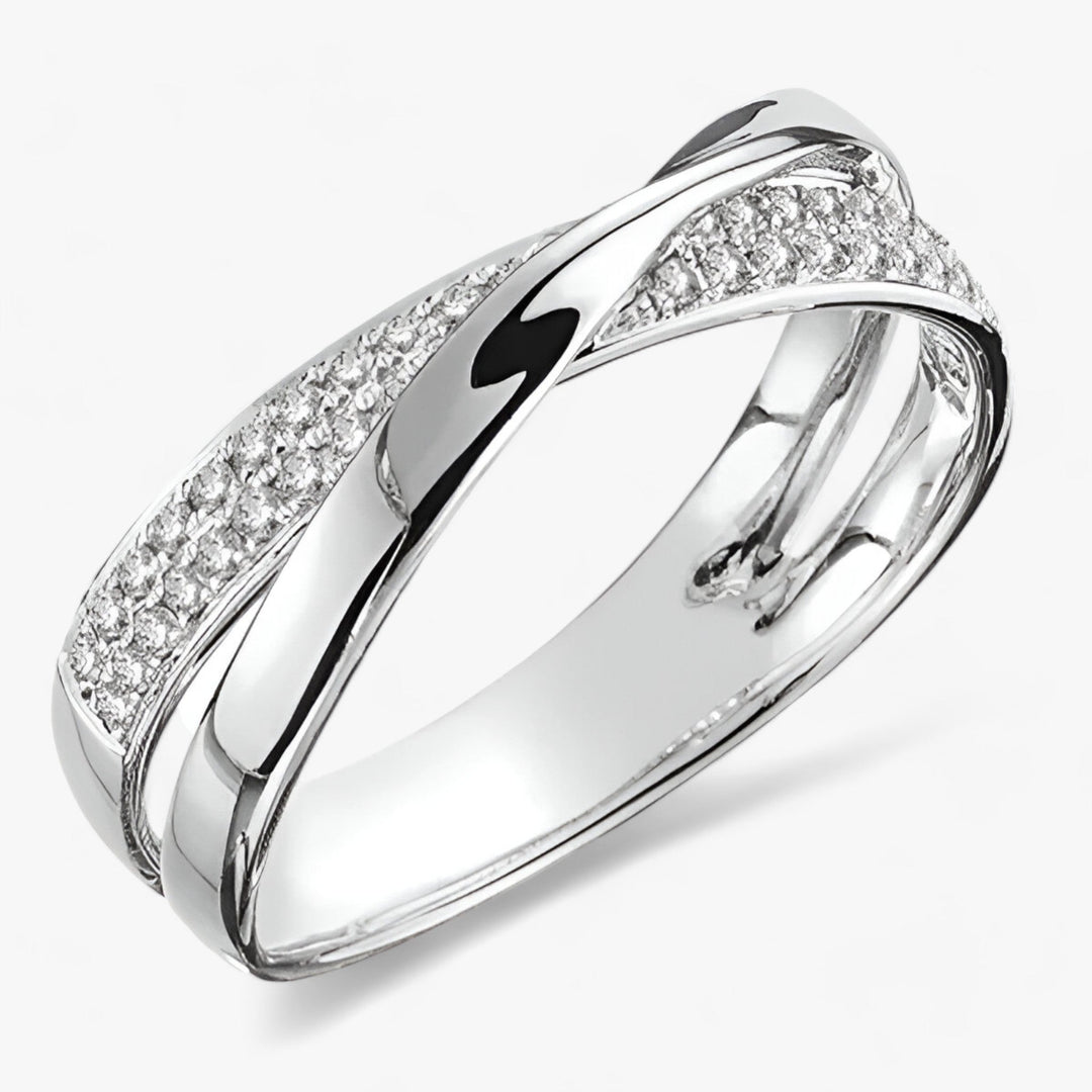 Tessa | Women's X-Shaped Cross Ring - Sparkling Zirconia, Gold/Silver Silver