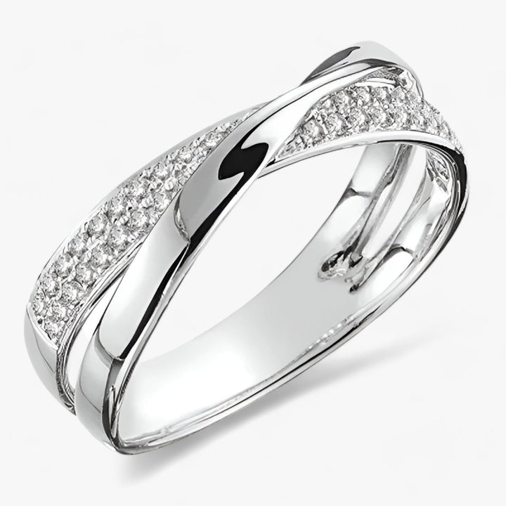 Tessa | Women's X-Shaped Cross Ring - Sparkling Zirconia, Gold/Silver Silver