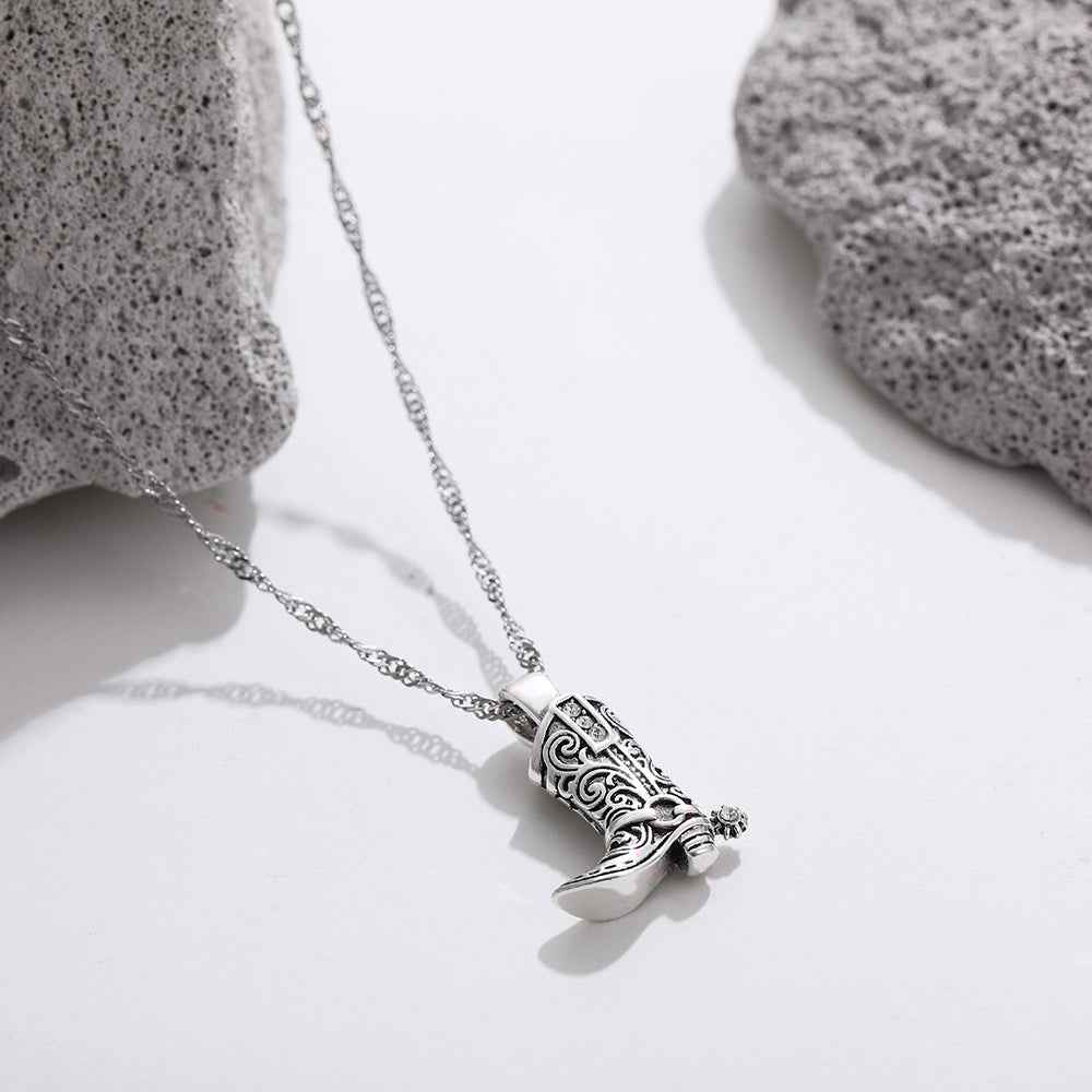 Texas-Inspired Boot Necklace Silver