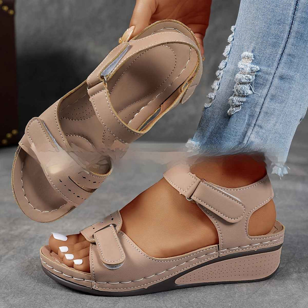 Thick Bottom Plus Size Strap Sandals Beige