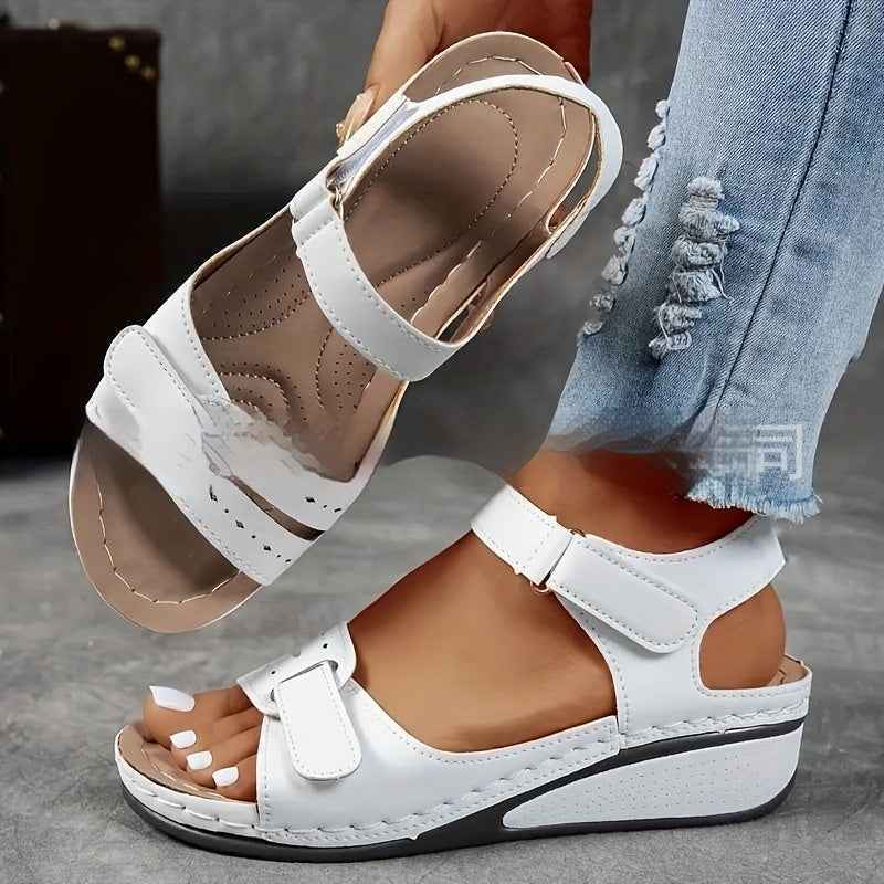 Thick Bottom Plus Size Strap Sandals White