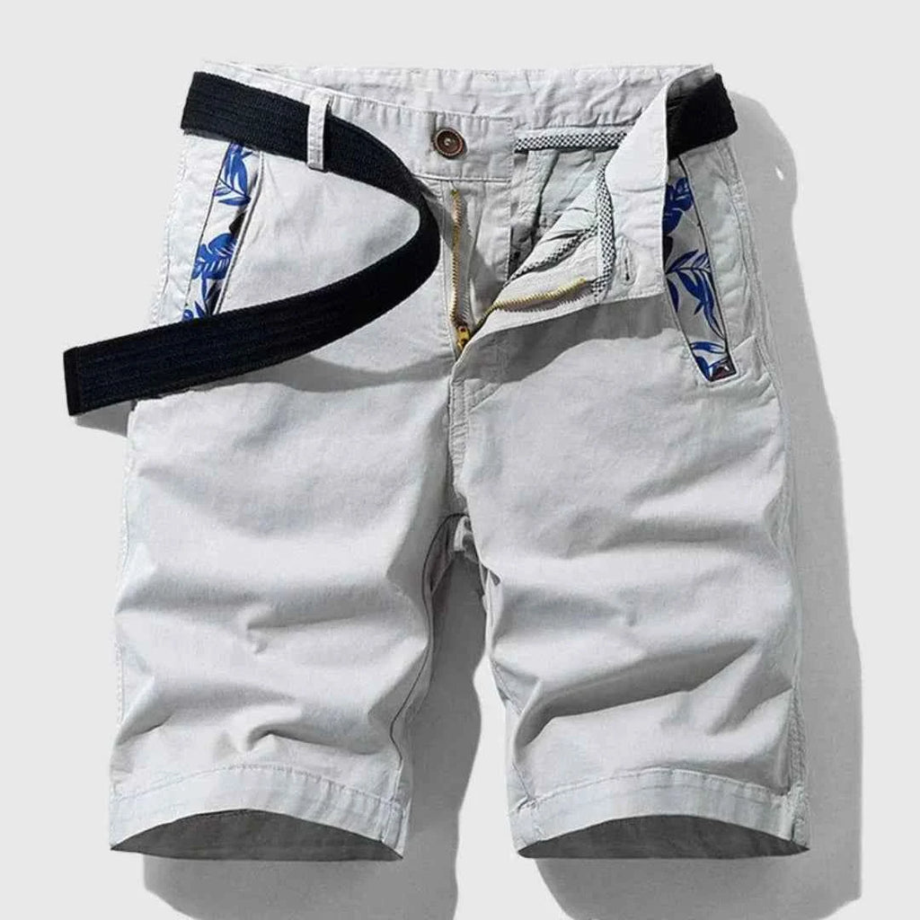 Men's Cotton Zipper Fly Shorts White