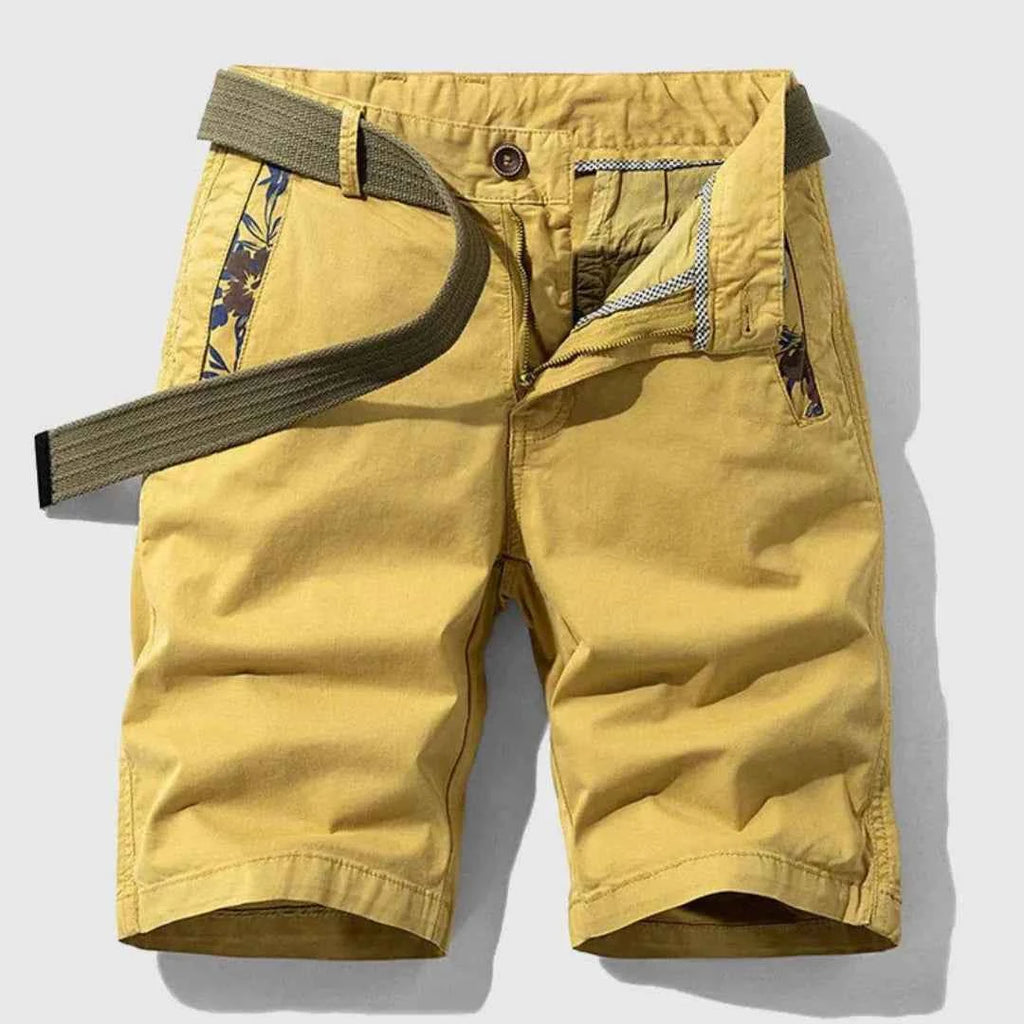 Men's Cotton Zipper Fly Shorts Yellow