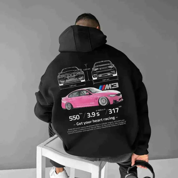 Men's Oversized Graphic Hoodie Black
