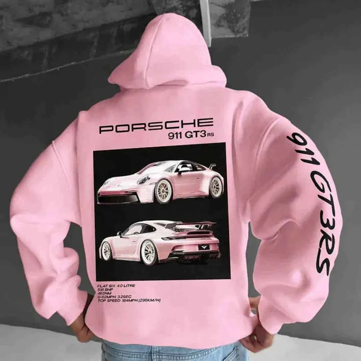 Men's Oversized Graphic Hoodie Pink