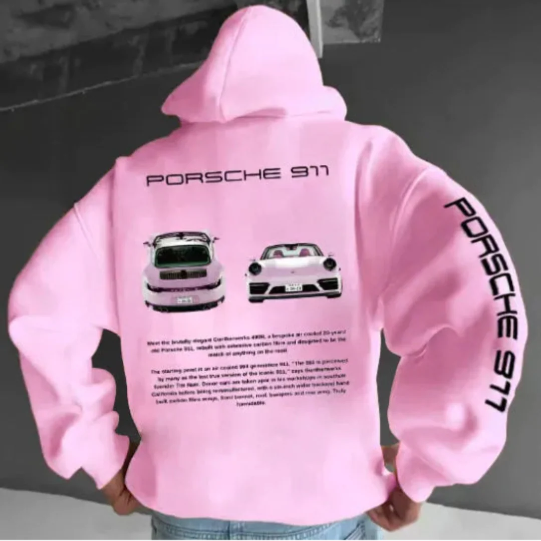 Men's Oversized Graphic Hoodie Pink B
