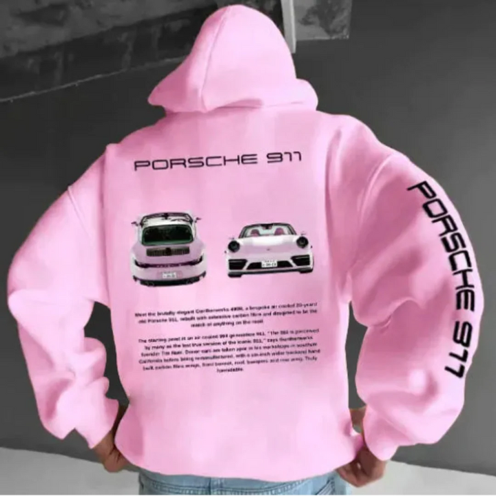 Men's Oversized Graphic Hoodie Pink B