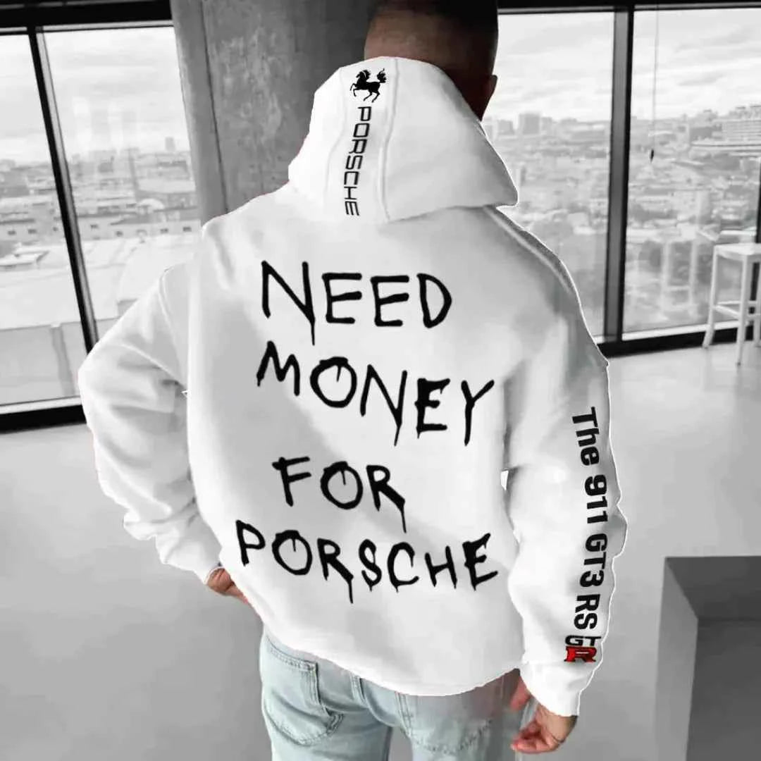 Men's Oversized Graphic Hoodie White B